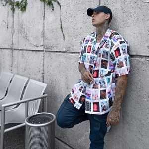 BOXY SATIN PHOTOPRINT REVERE SHIRT